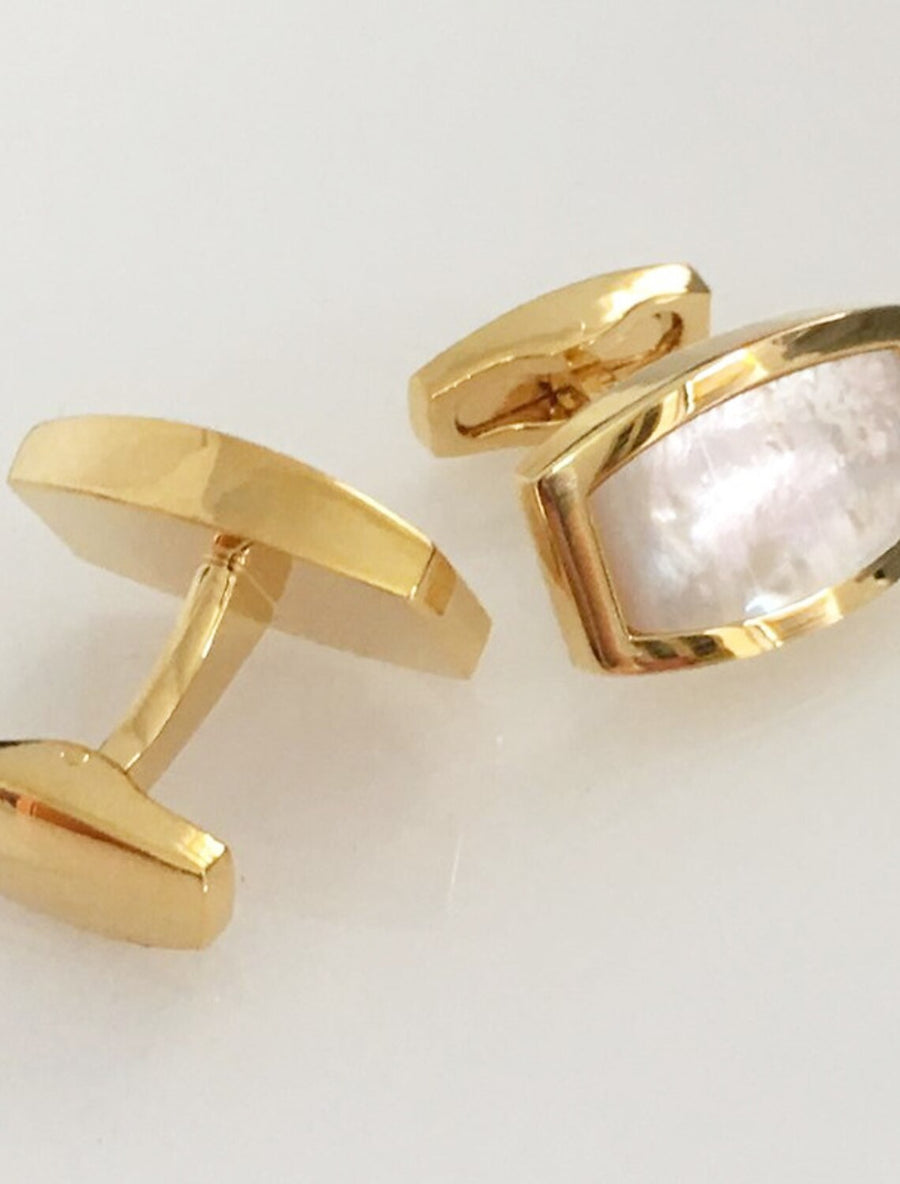 Abotoaduras Geométricas Douradas para Homens em 2 Peças