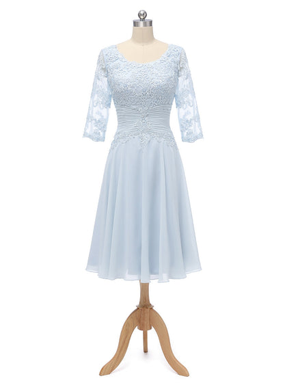 Princesa/Formato A Decote Em V Meia Manga Chiffon com Pregas Appliques Vestidos de Dama de Honra