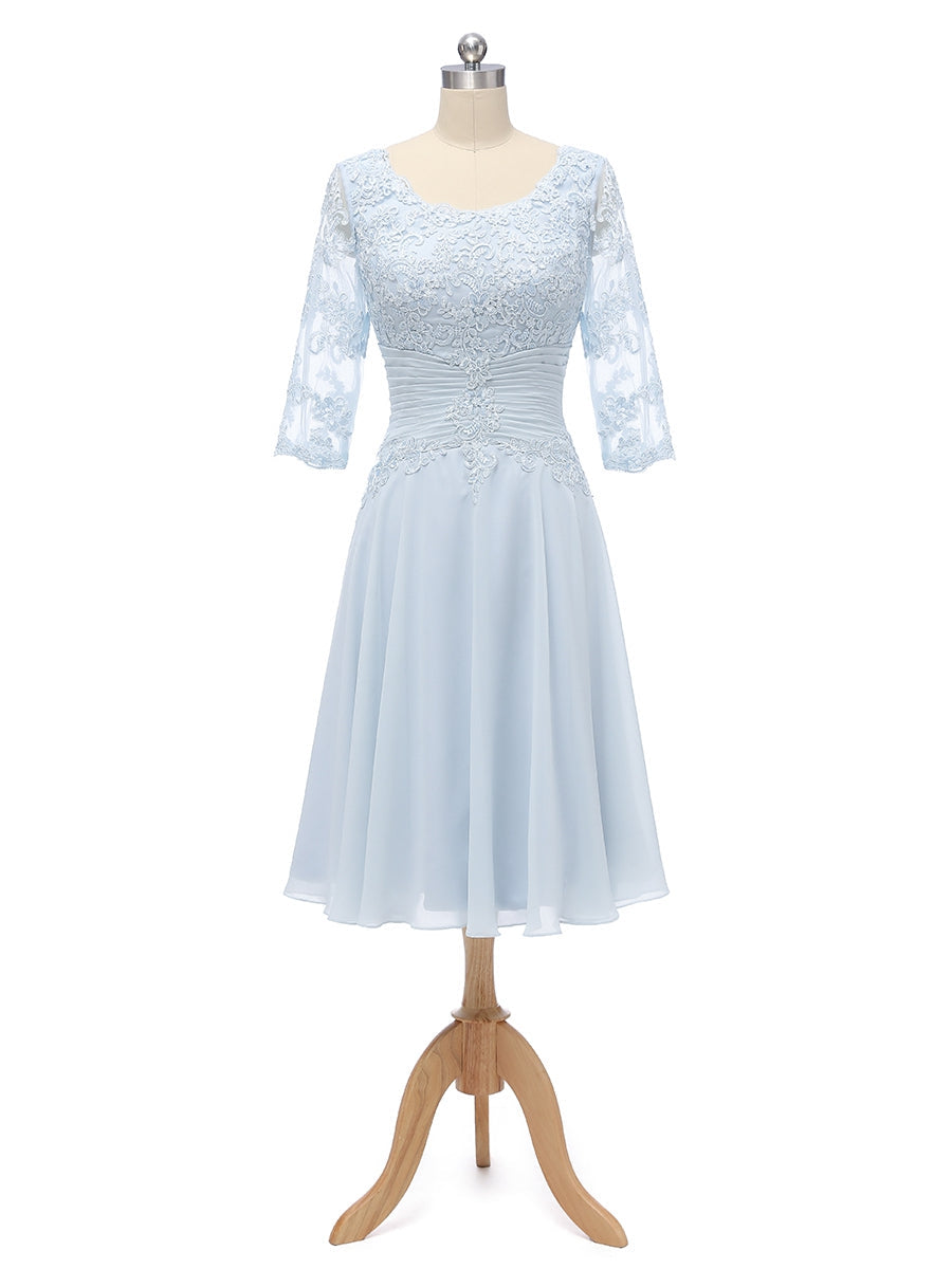 Princesa/Formato A Decote Em V Meia Manga Chiffon com Pregas Appliques Vestidos de Dama de Honra