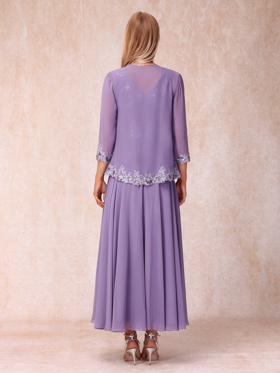 Vestidos de Noite Formais Longos Sem Mangas com Decote Em V A-Line/Princesa com Apliques e Jaqueta