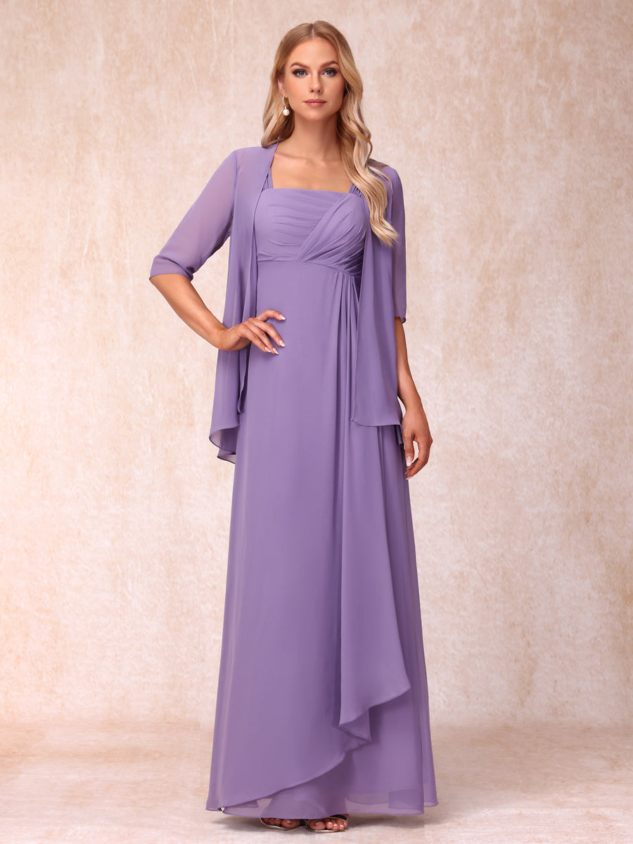 Vestidos de Noite Formais Longos Sem Mangas/Princesa com Babados e Jaqueta