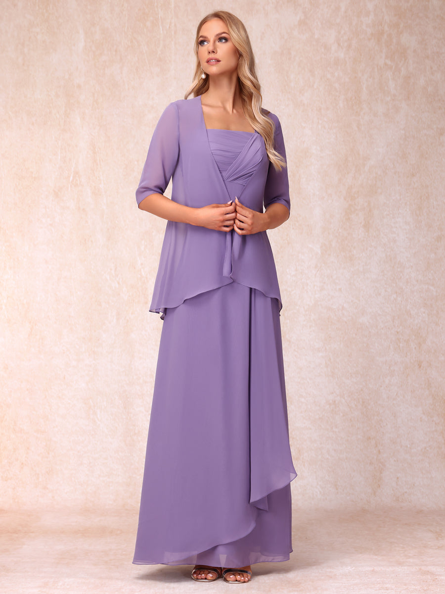 Vestidos de Noite Formais Longos Sem Mangas/Princesa com Babados e Jaqueta