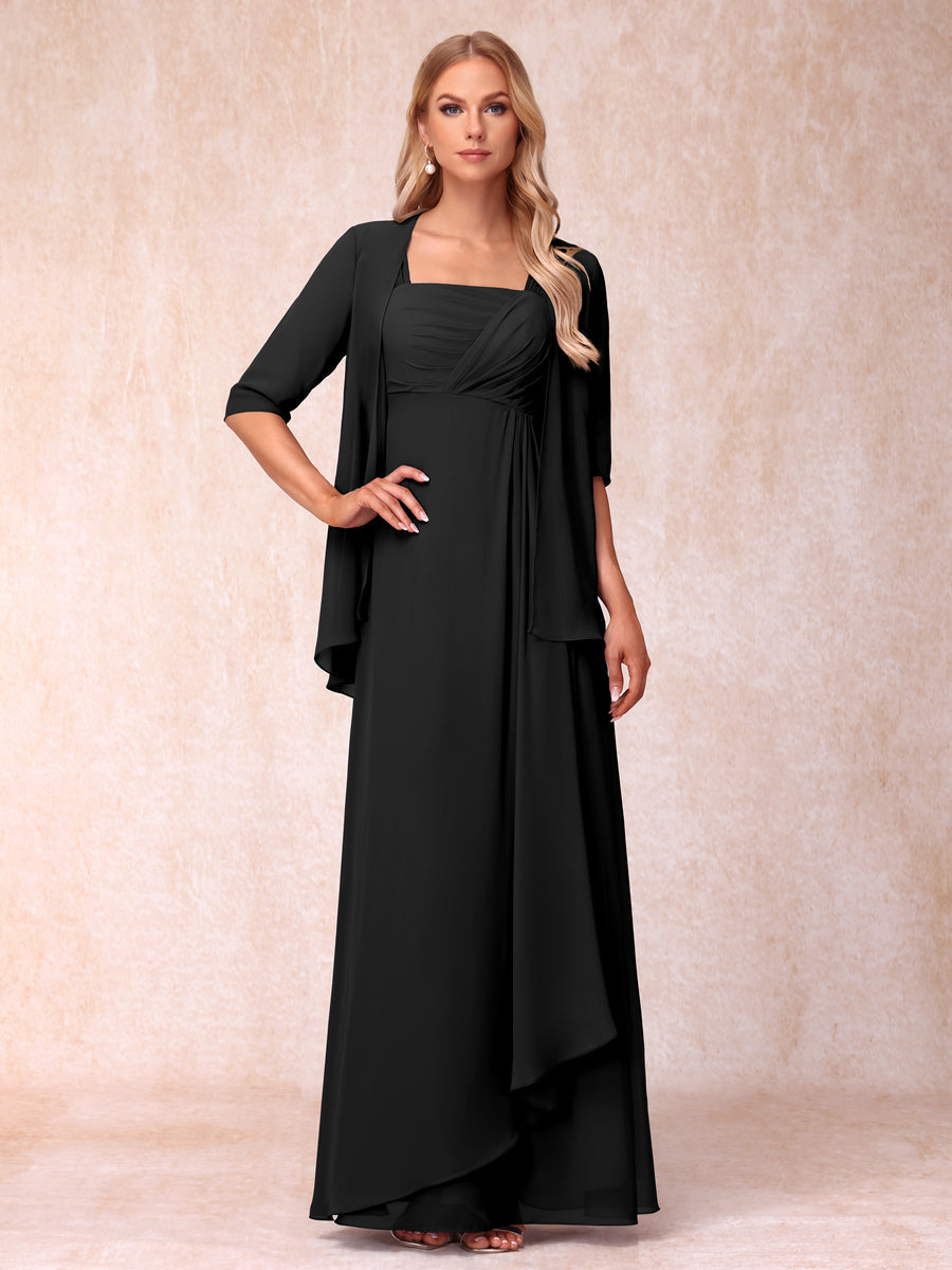 Vestidos de Noite Formais Longos Sem Mangas/Princesa com Babados e Jaqueta
