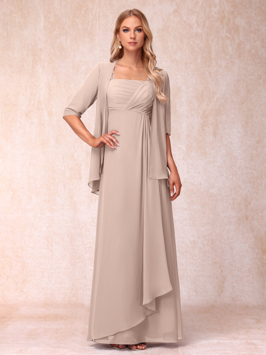 Vestidos de Noite Formais Longos Sem Mangas/Princesa com Babados e Jaqueta