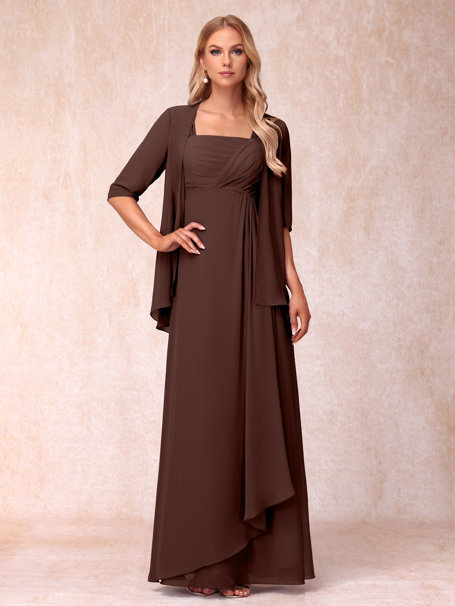 Vestidos de Noite Formais Longos Sem Mangas/Princesa com Babados e Jaqueta