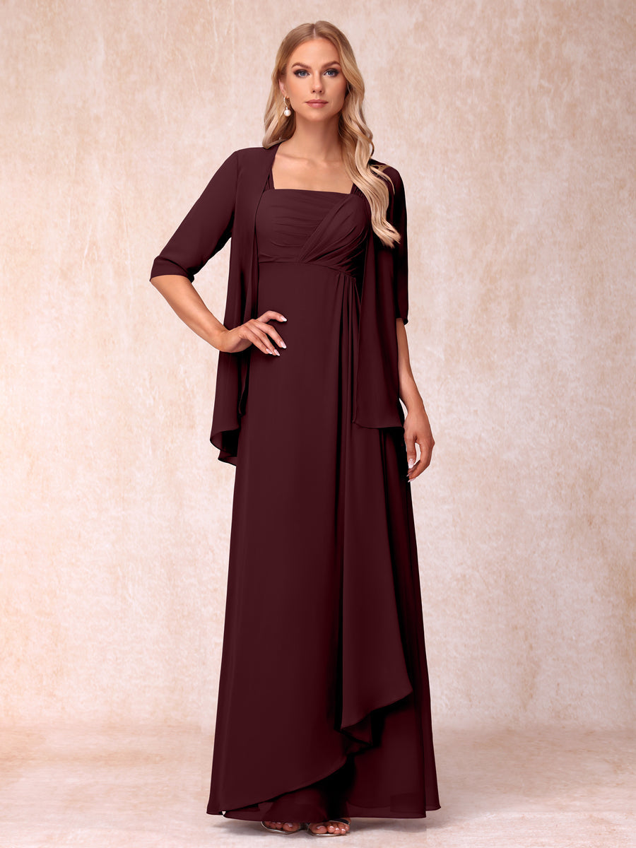 Vestidos de Noite Formais Longos Sem Mangas/Princesa com Babados e Jaqueta