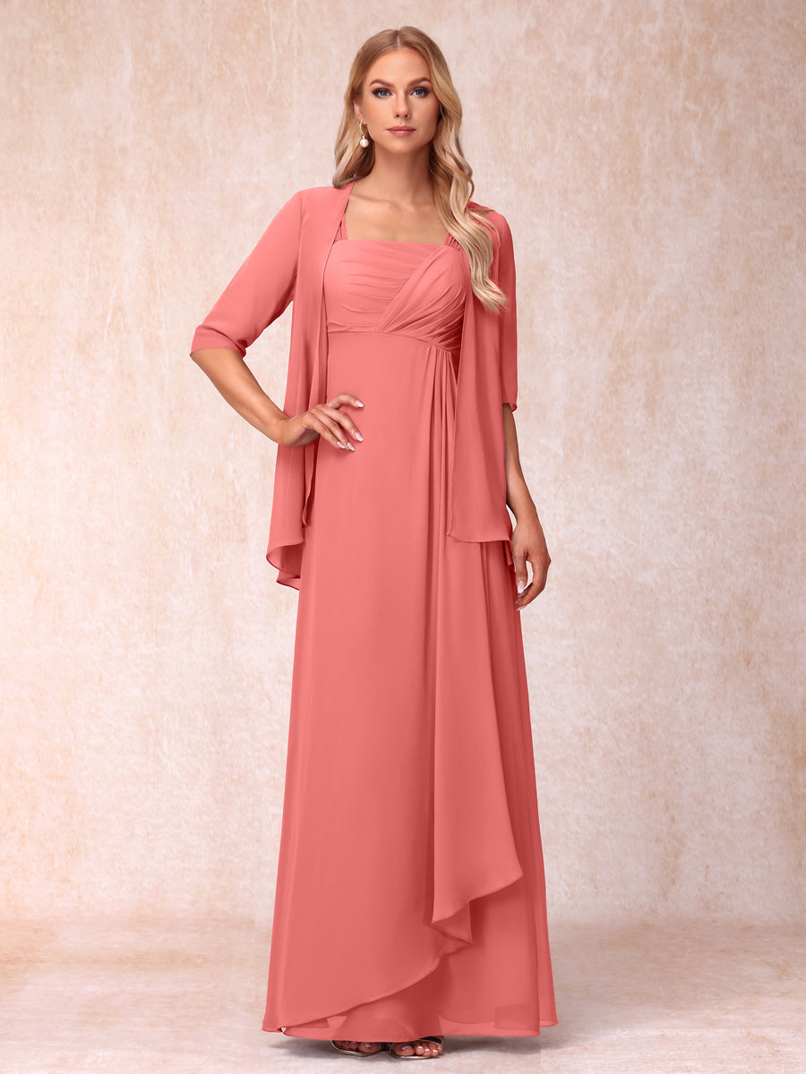Vestidos de Noite Formais Longos Sem Mangas/Princesa com Babados e Jaqueta