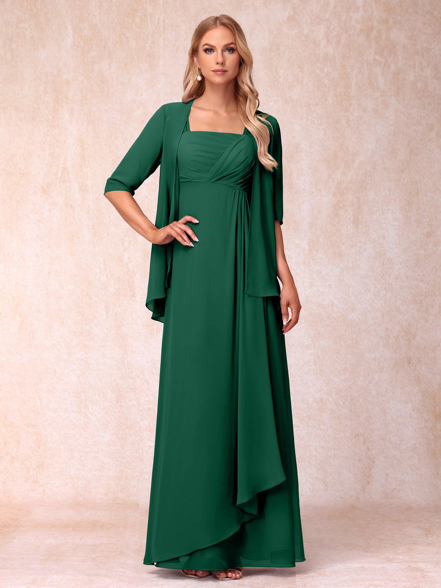 Vestidos de Noite Formais Longos Sem Mangas/Princesa com Babados e Jaqueta