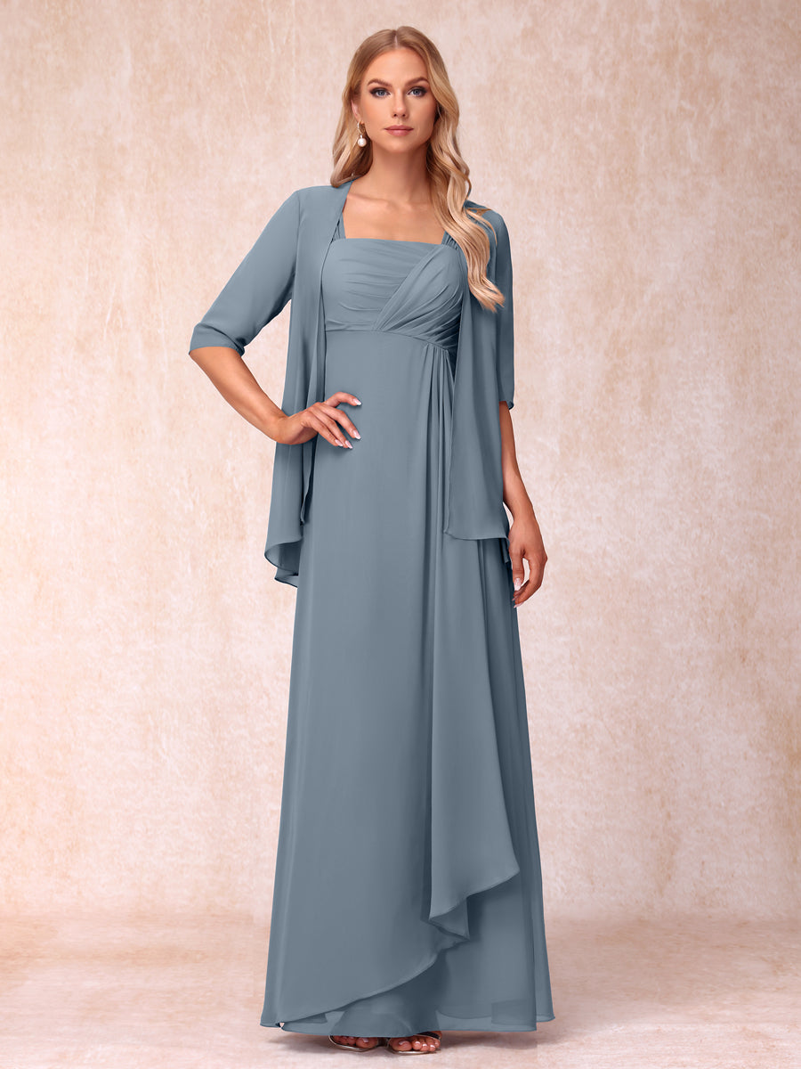 Vestidos de Noite Formais Longos Sem Mangas/Princesa com Babados e Jaqueta