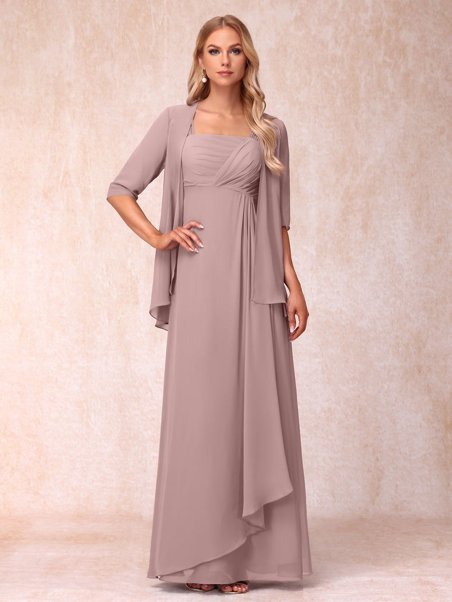 Vestidos de Noite Formais Longos Sem Mangas/Princesa com Babados e Jaqueta