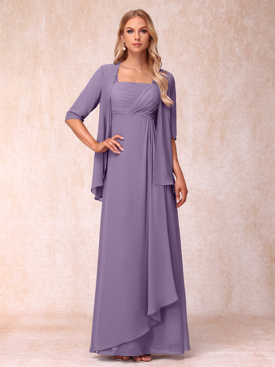 Vestidos de Noite Formais Longos Sem Mangas/Princesa com Babados e Jaqueta
