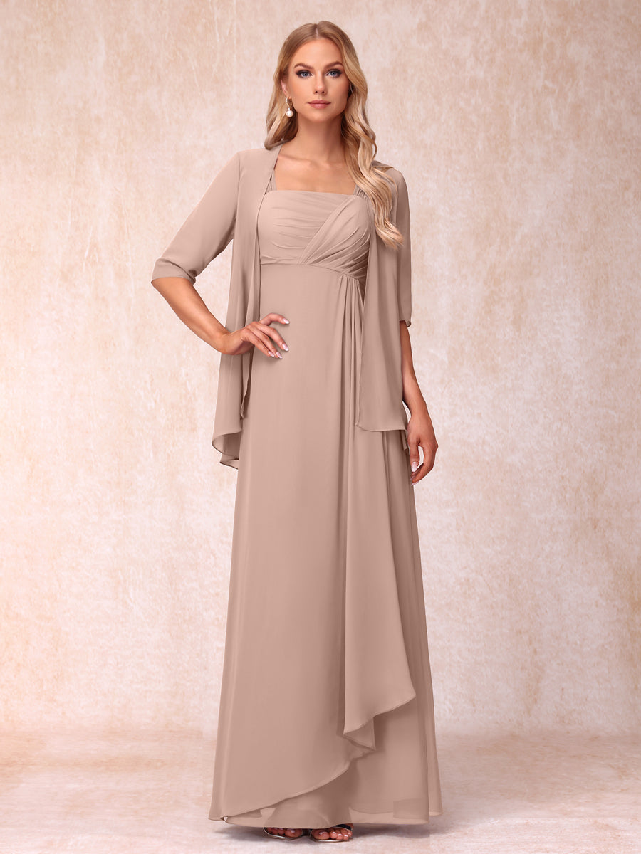 Vestidos de Noite Formais Longos Sem Mangas/Princesa com Babados e Jaqueta