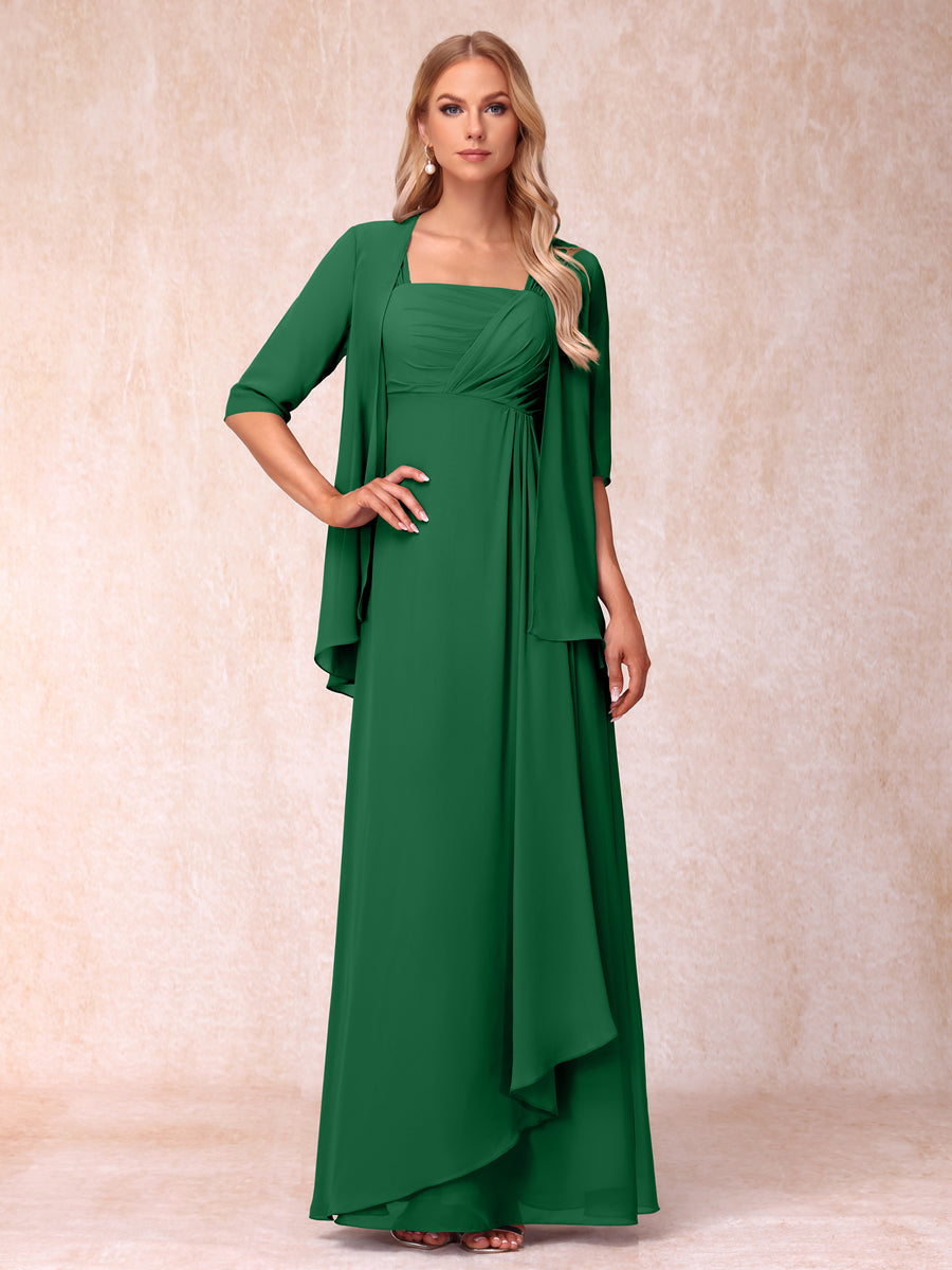 Vestidos de Noite Formais Longos Sem Mangas/Princesa com Babados e Jaqueta