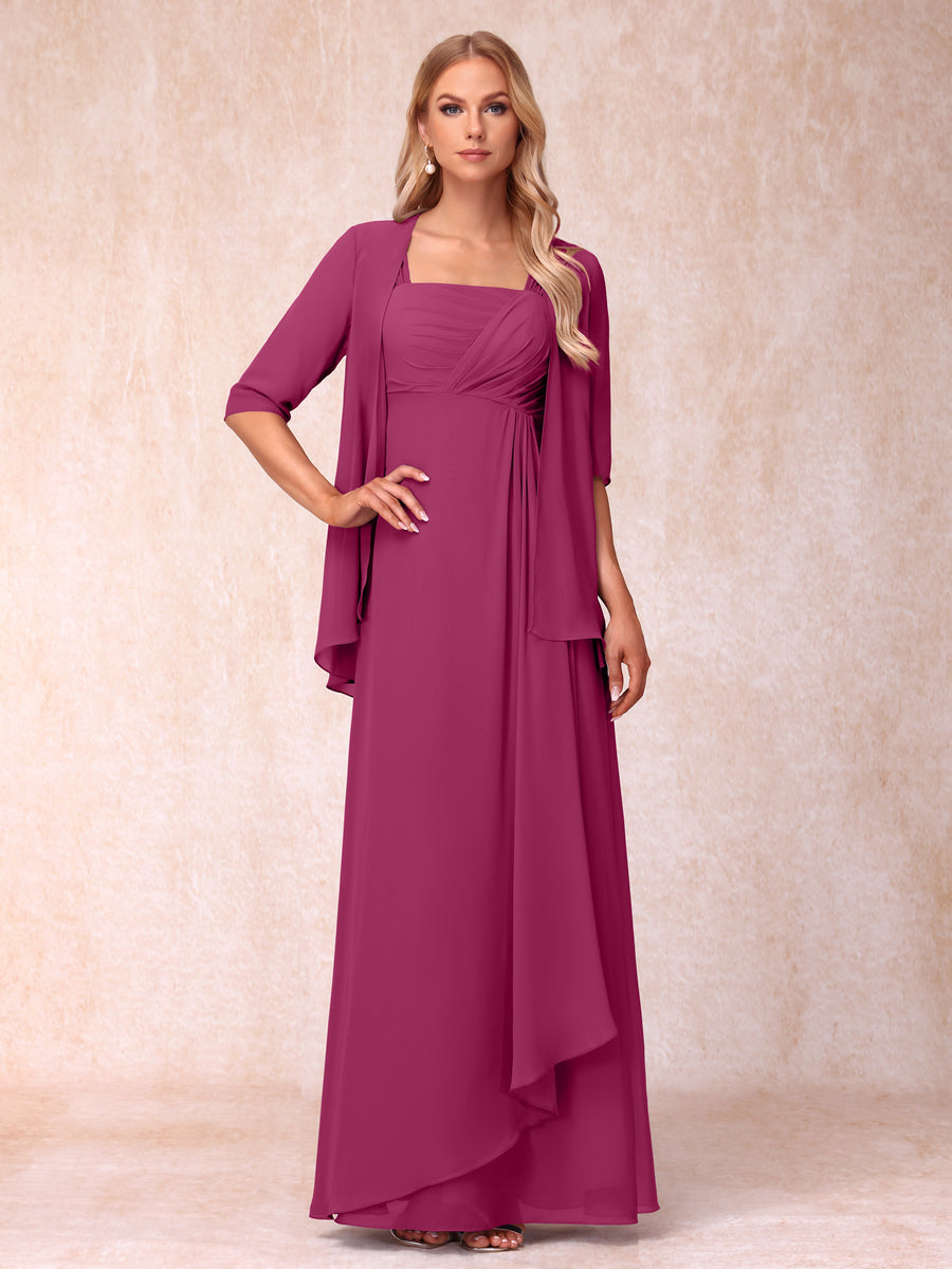 Vestidos de Noite Formais Longos Sem Mangas/Princesa com Babados e Jaqueta