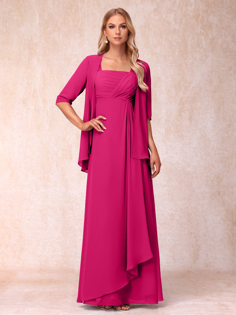 Vestidos de Noite Formais Longos Sem Mangas/Princesa com Babados e Jaqueta