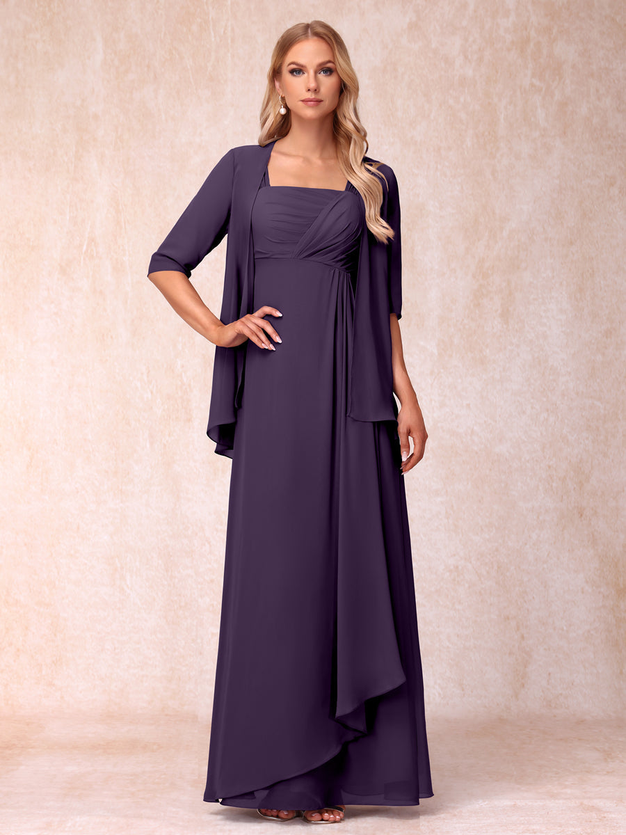 Vestidos de Noite Formais Longos Sem Mangas/Princesa com Babados e Jaqueta