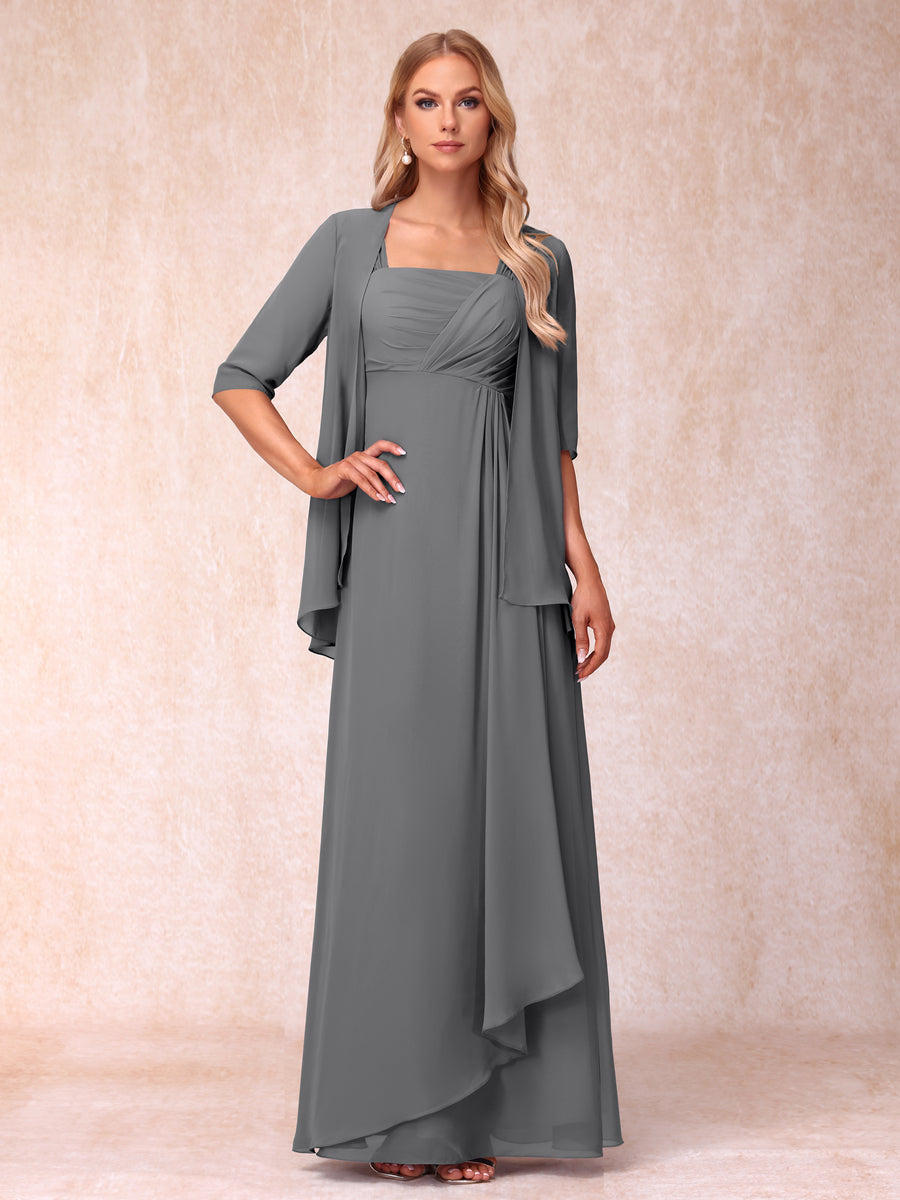 Vestidos de Noite Formais Longos Sem Mangas/Princesa com Babados e Jaqueta