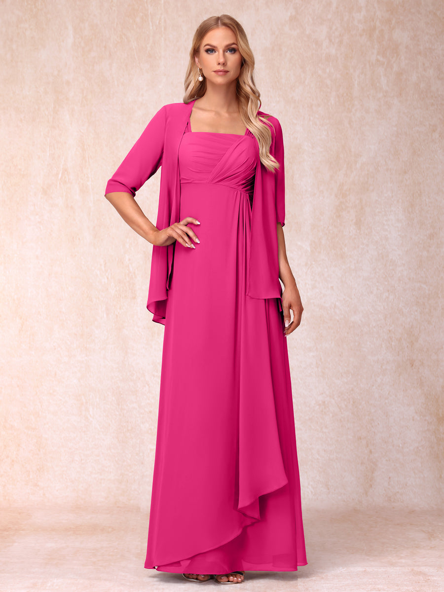 Vestidos de Noite Formais Longos Sem Mangas/Princesa com Babados e Jaqueta