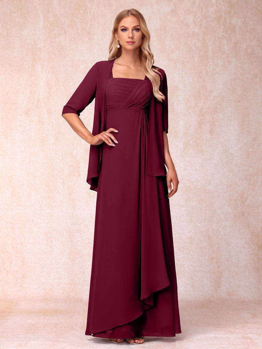 Vestidos de Noite Formais Longos Sem Mangas/Princesa com Babados e Jaqueta