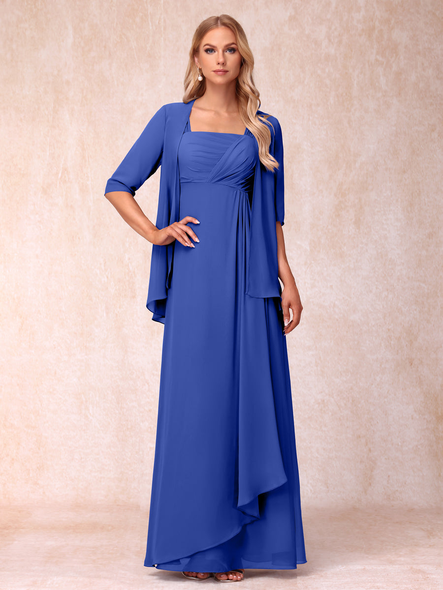 Vestidos de Noite Formais Longos Sem Mangas/Princesa com Babados e Jaqueta