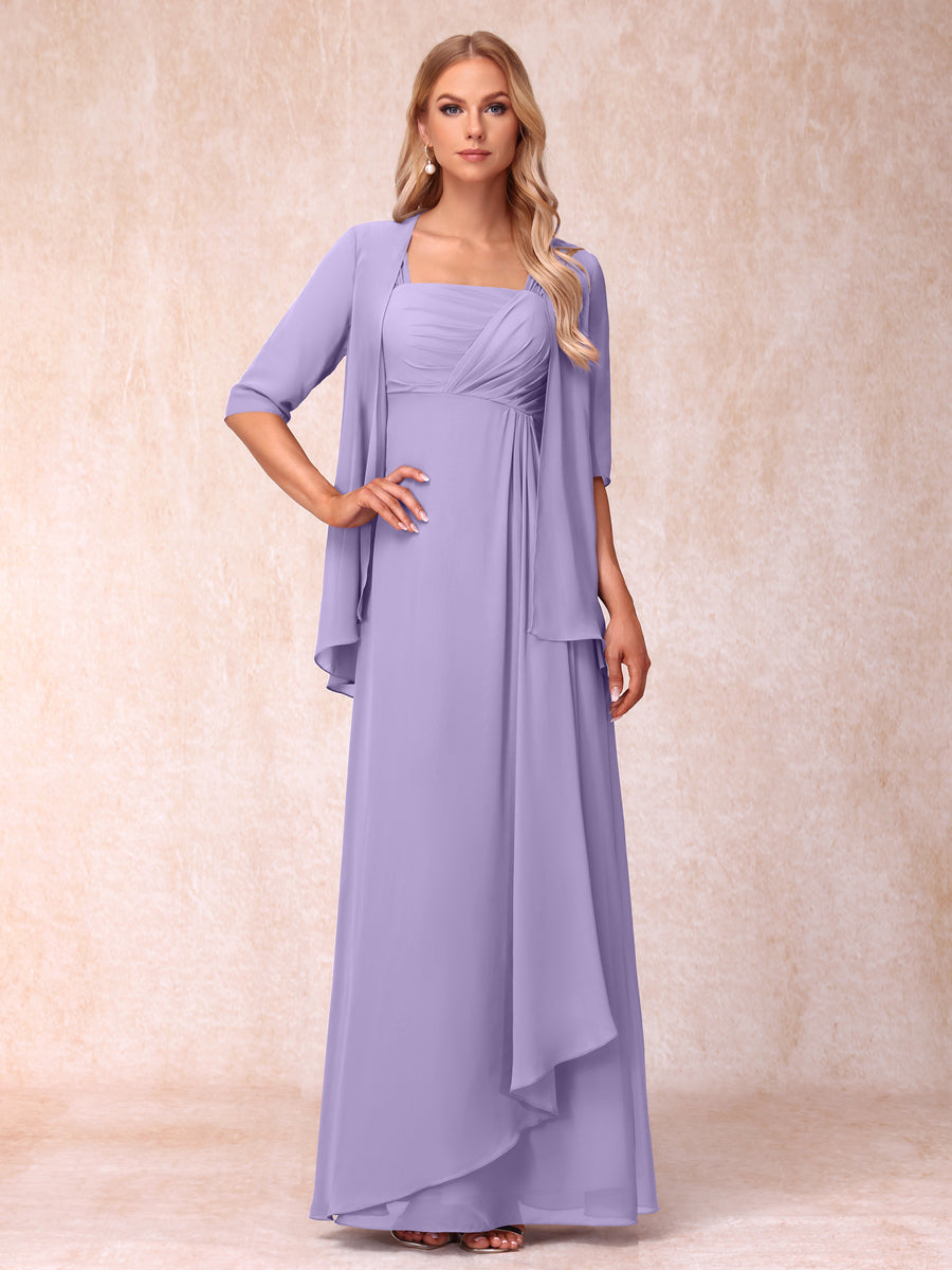 Vestidos de Noite Formais Longos Sem Mangas/Princesa com Babados e Jaqueta