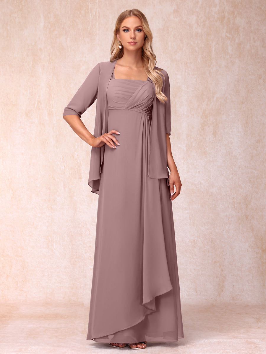 Vestidos de Noite Formais Longos Sem Mangas/Princesa com Babados e Jaqueta