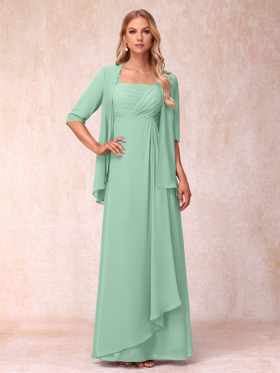 Vestidos de Noite Formais Longos Sem Mangas/Princesa com Babados e Jaqueta