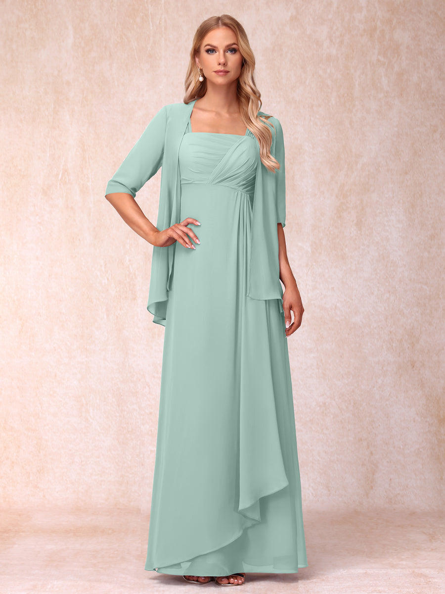 Vestidos de Noite Formais Longos Sem Mangas/Princesa com Babados e Jaqueta