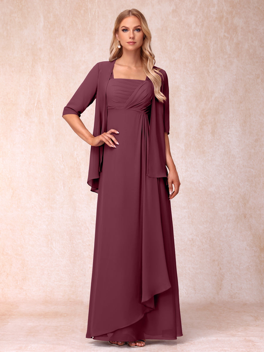 Vestidos de Noite Formais Longos Sem Mangas/Princesa com Babados e Jaqueta