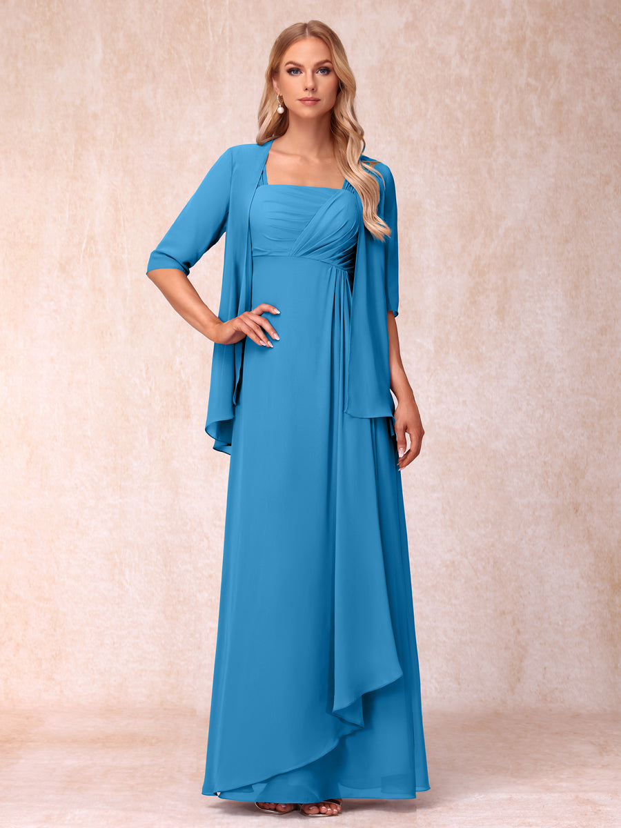 Vestidos de Noite Formais Longos Sem Mangas/Princesa com Babados e Jaqueta