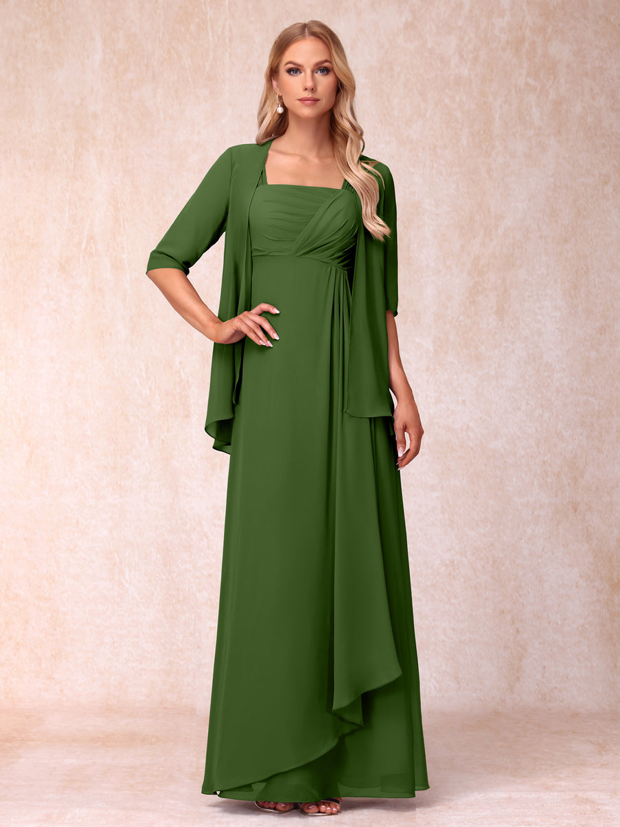 Vestidos de Noite Formais Longos Sem Mangas/Princesa com Babados e Jaqueta