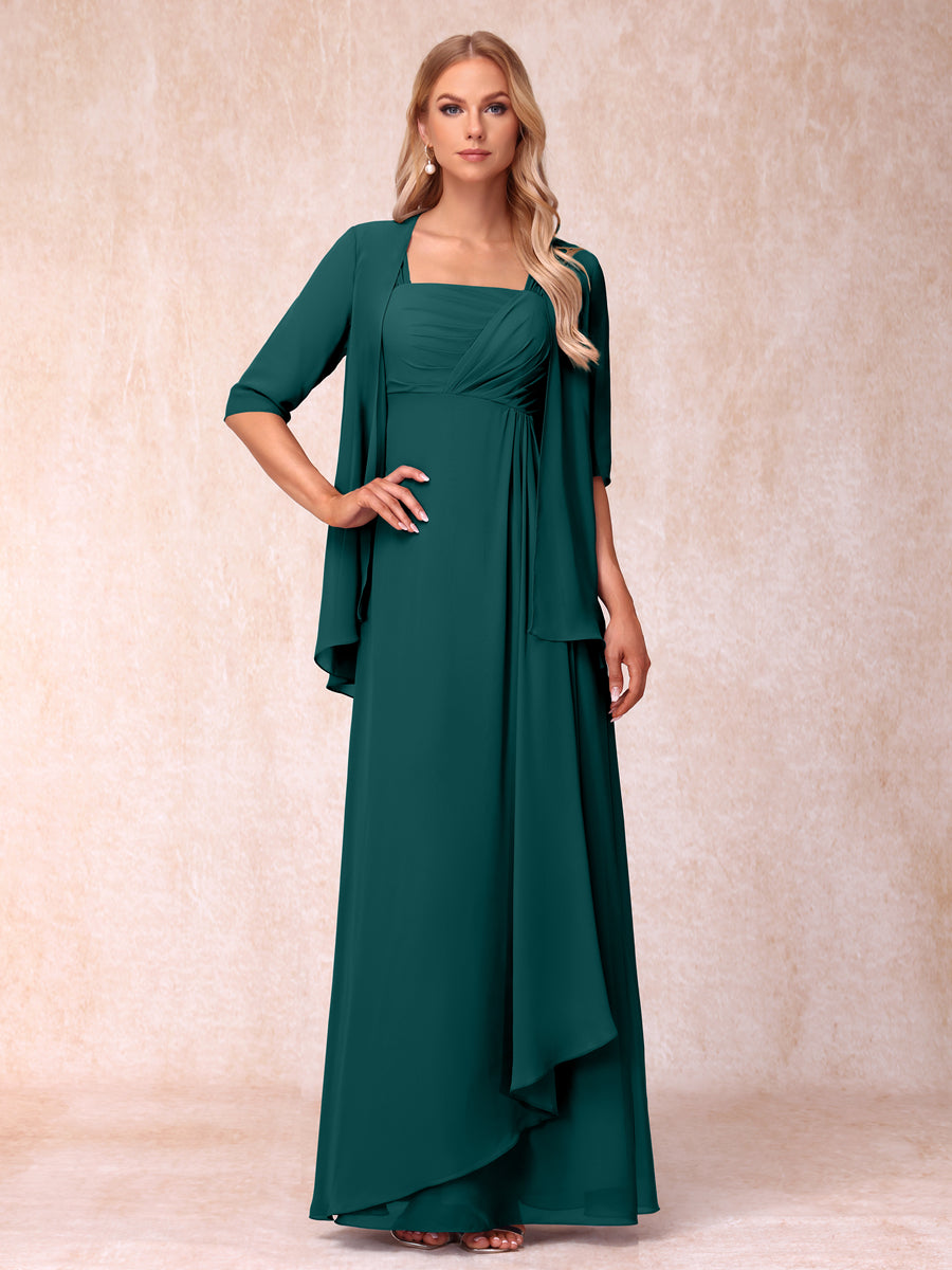 Vestidos de Noite Formais Longos Sem Mangas/Princesa com Babados e Jaqueta
