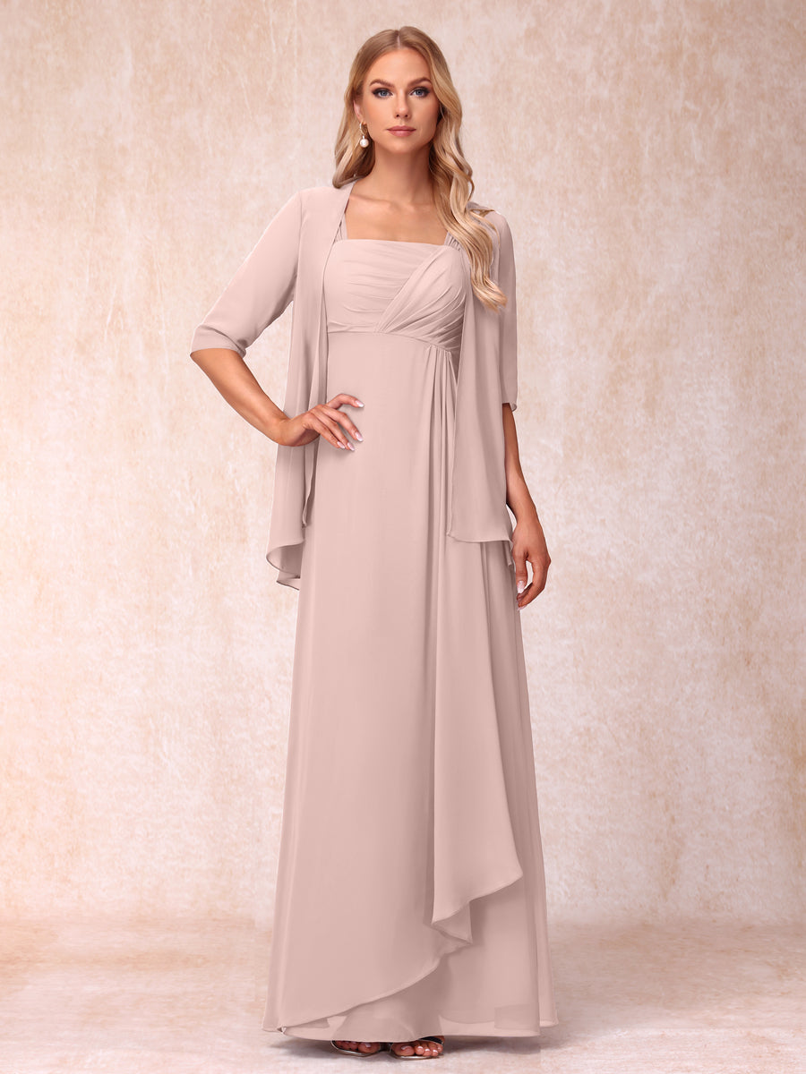 Vestidos de Noite Formais Longos Sem Mangas/Princesa com Babados e Jaqueta