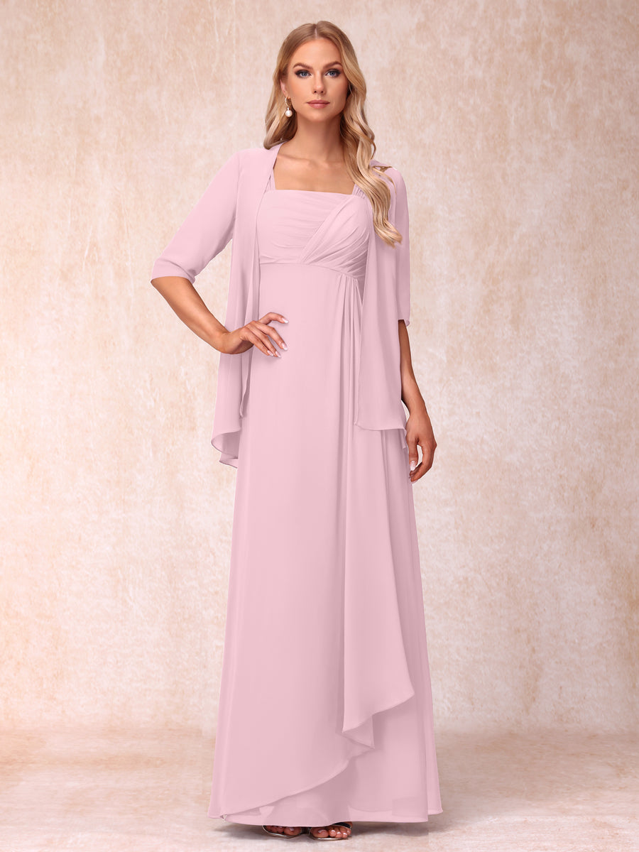Vestidos de Noite Formais Longos Sem Mangas/Princesa com Babados e Jaqueta