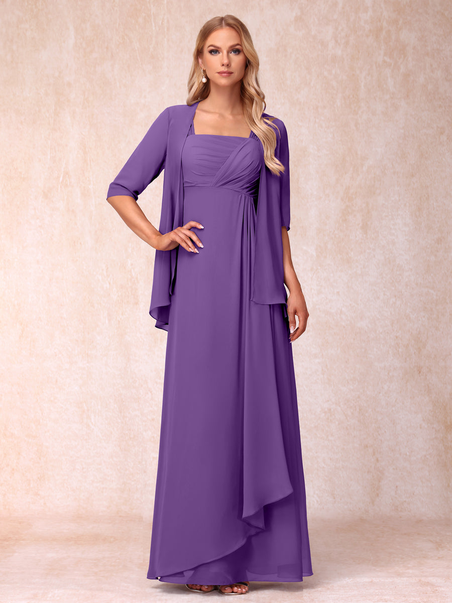 Vestidos de Noite Formais Longos Sem Mangas/Princesa com Babados e Jaqueta