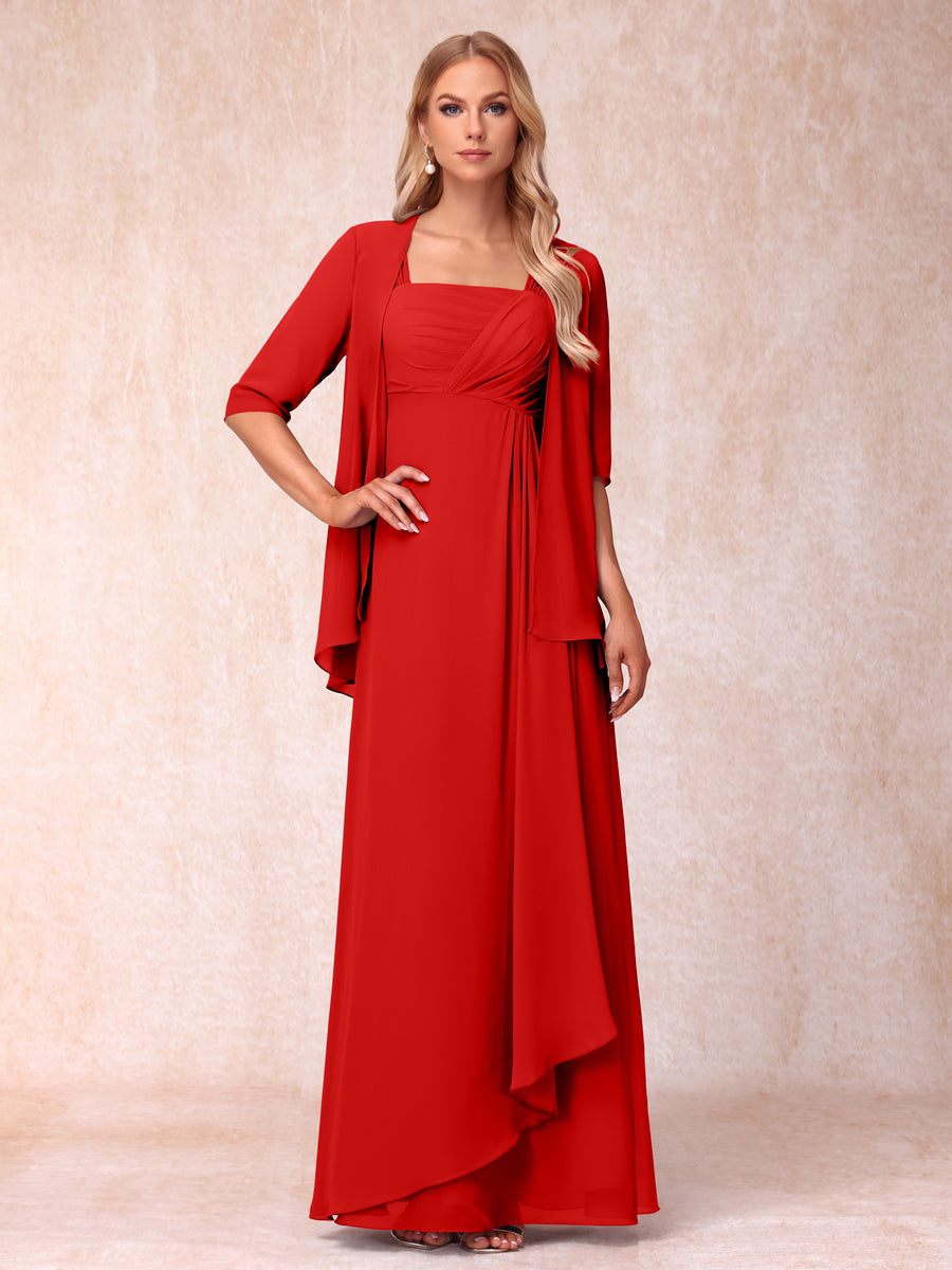 Vestidos de Noite Formais Longos Sem Mangas/Princesa com Babados e Jaqueta