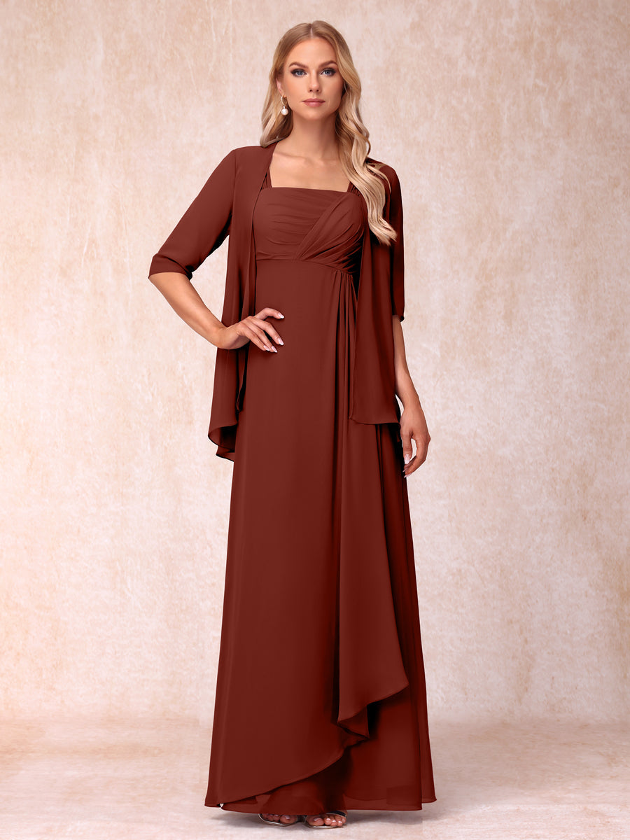 Vestidos de Noite Formais Longos Sem Mangas/Princesa com Babados e Jaqueta