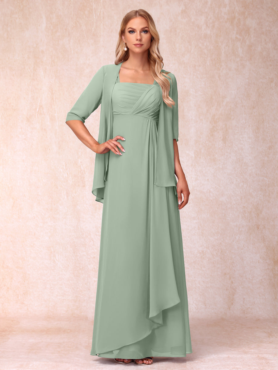 Vestidos de Noite Formais Longos Sem Mangas/Princesa com Babados e Jaqueta
