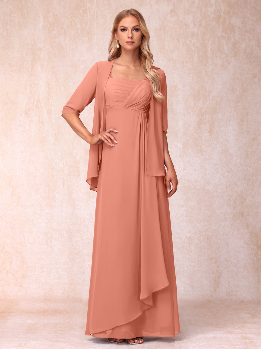 Vestidos de Noite Formais Longos Sem Mangas/Princesa com Babados e Jaqueta