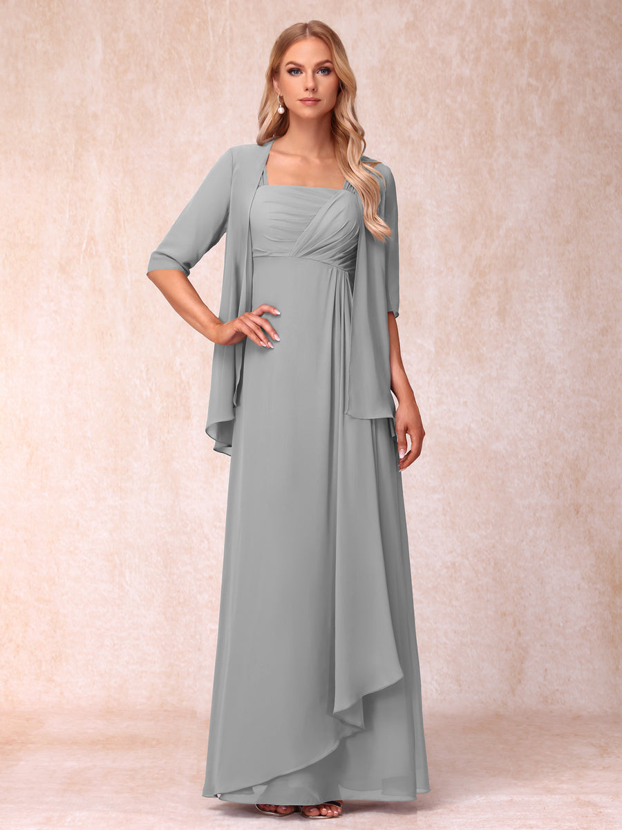 Vestidos de Noite Formais Longos Sem Mangas/Princesa com Babados e Jaqueta