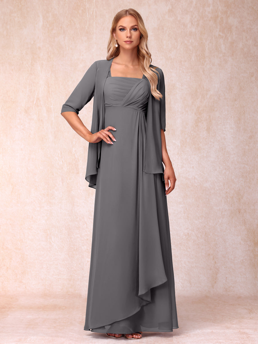 Vestidos de Noite Formais Longos Sem Mangas/Princesa com Babados e Jaqueta