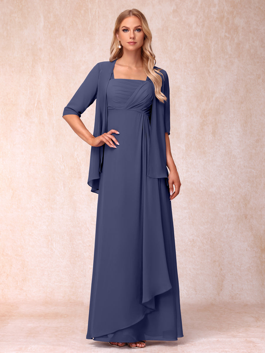 Vestidos de Noite Formais Longos Sem Mangas/Princesa com Babados e Jaqueta
