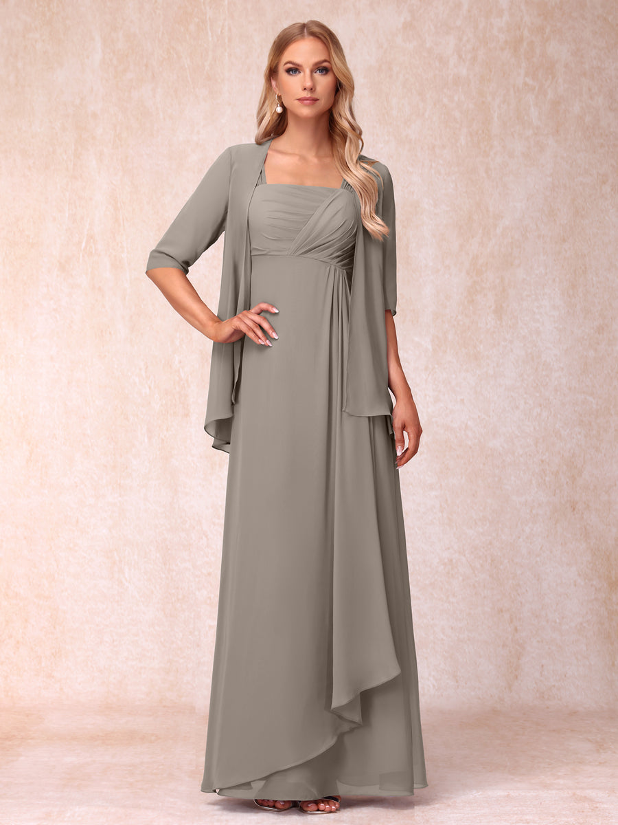 Vestidos de Noite Formais Longos Sem Mangas/Princesa com Babados e Jaqueta