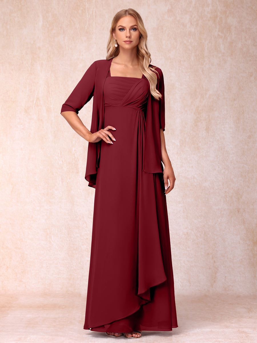 Vestidos de Noite Formais Longos Sem Mangas/Princesa com Babados e Jaqueta