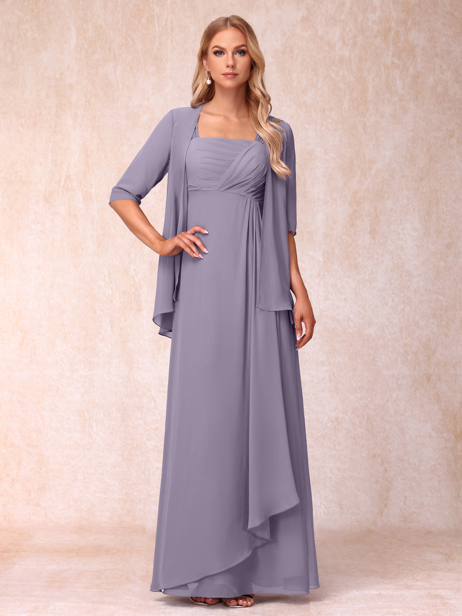 Vestidos de Noite Formais Longos Sem Mangas/Princesa com Babados e Jaqueta