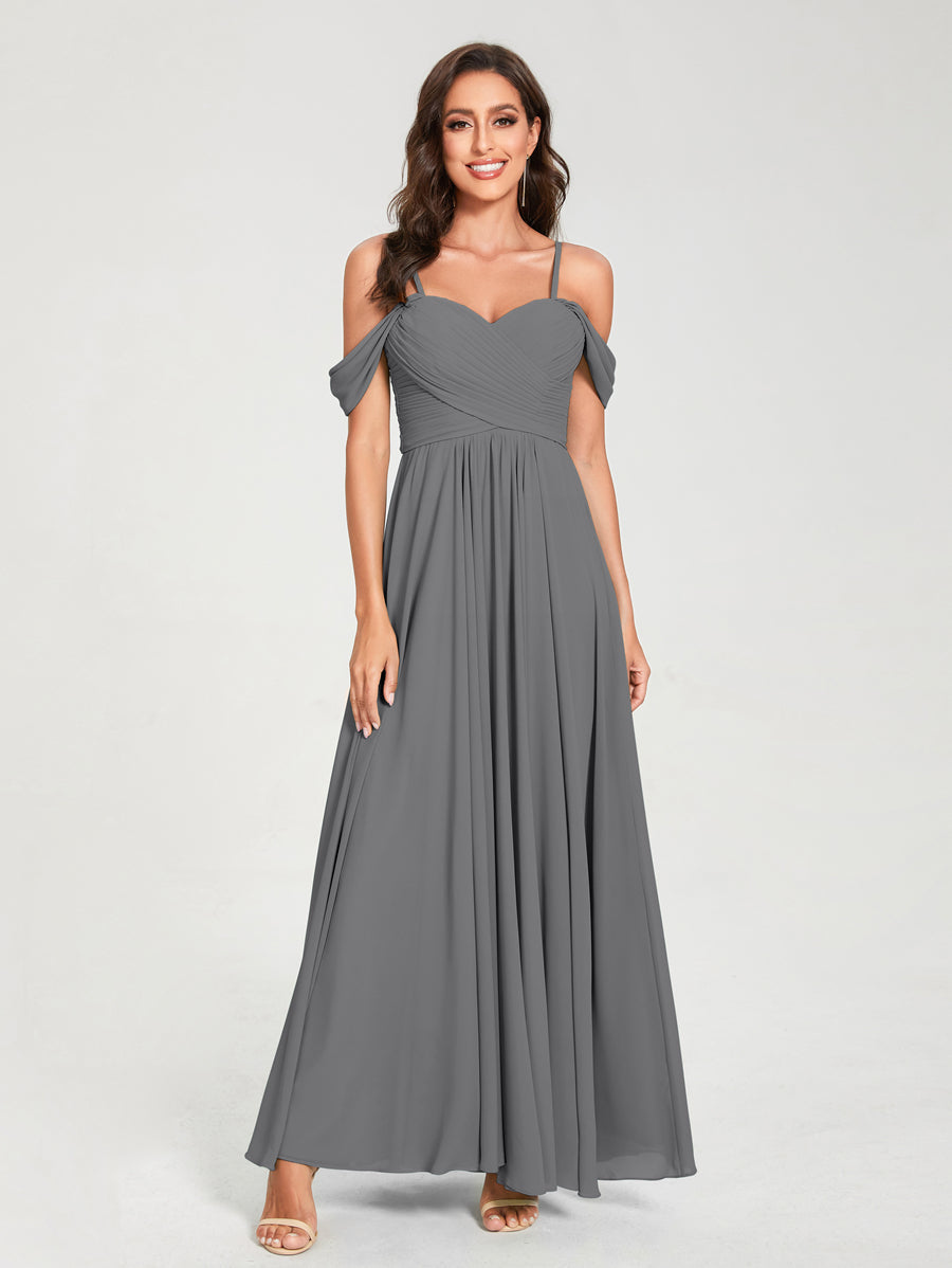 Princesa/Formato A Decote Em V Sem Mangas com Cauda/Arrastar Vestidos de Dama de Honra