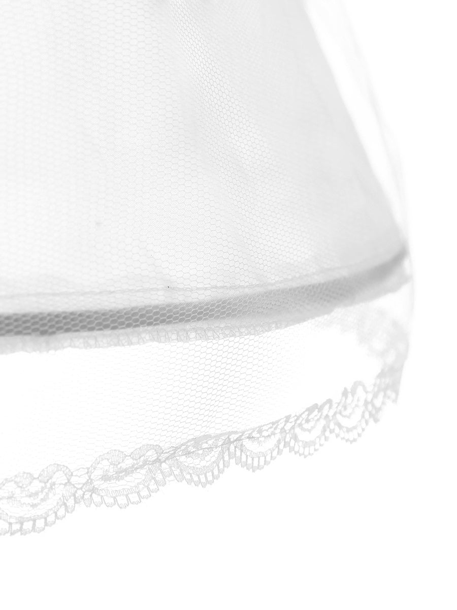 Tule 1 Camada com Renda Comprimento Chá 3 Argolas Vestido de Baile de Casamento Anáguas