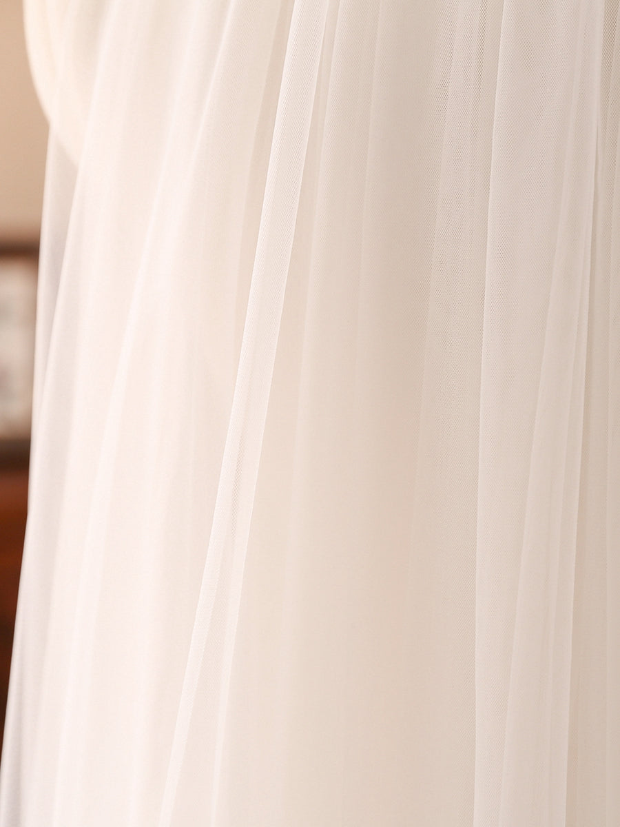 Tule Gracioso com Véus de Casamento com Miçangas