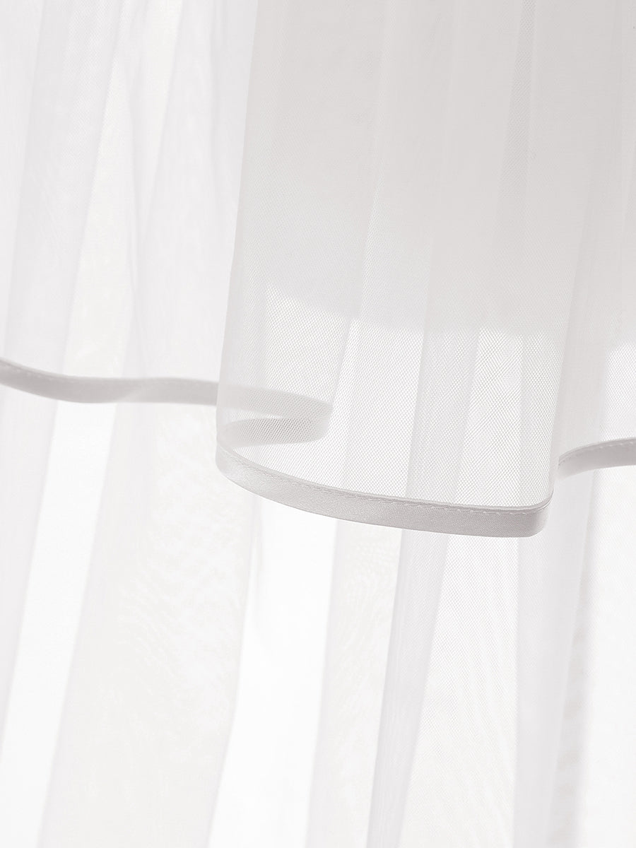 Véus de Noiva Longos de Tule Elegantes de 2 Camadas