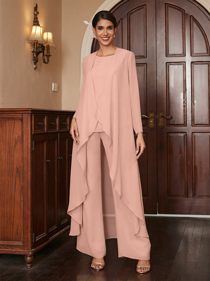 Macacão de Calça de Manga Longa em Chiffon com Casaco